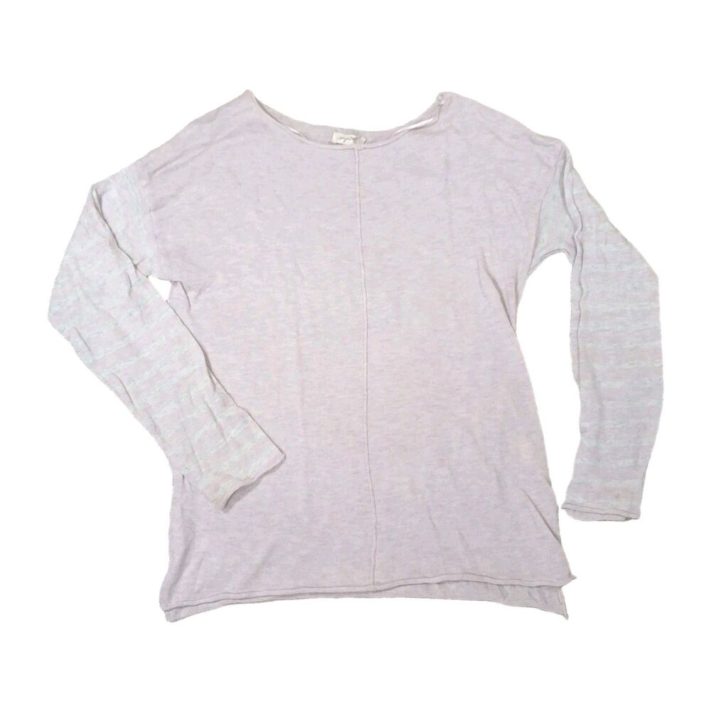 Mystree Womens Pink Knit Shirt Sweater Medium M Long Sleeve Striped Exposed Seam